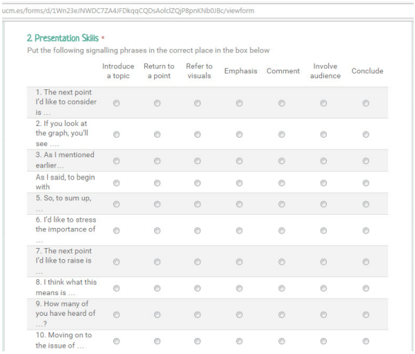 Captura de pantalla del segundo apartado de las pruebas de evaluación