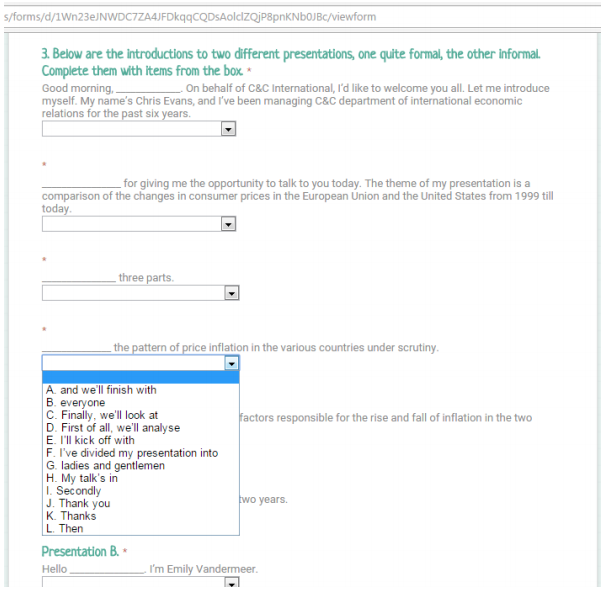 Captura de pantalla del tercer apartado de las pruebas de evaluación