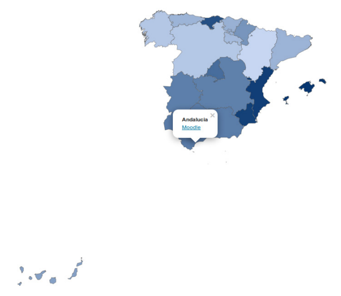 Captura de imagen del mapa virtual interactivo con un ejemplo del EVA utilizado en Andalucía