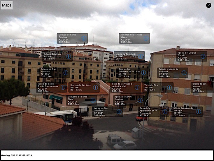 RA móvil presentando datos espaciales