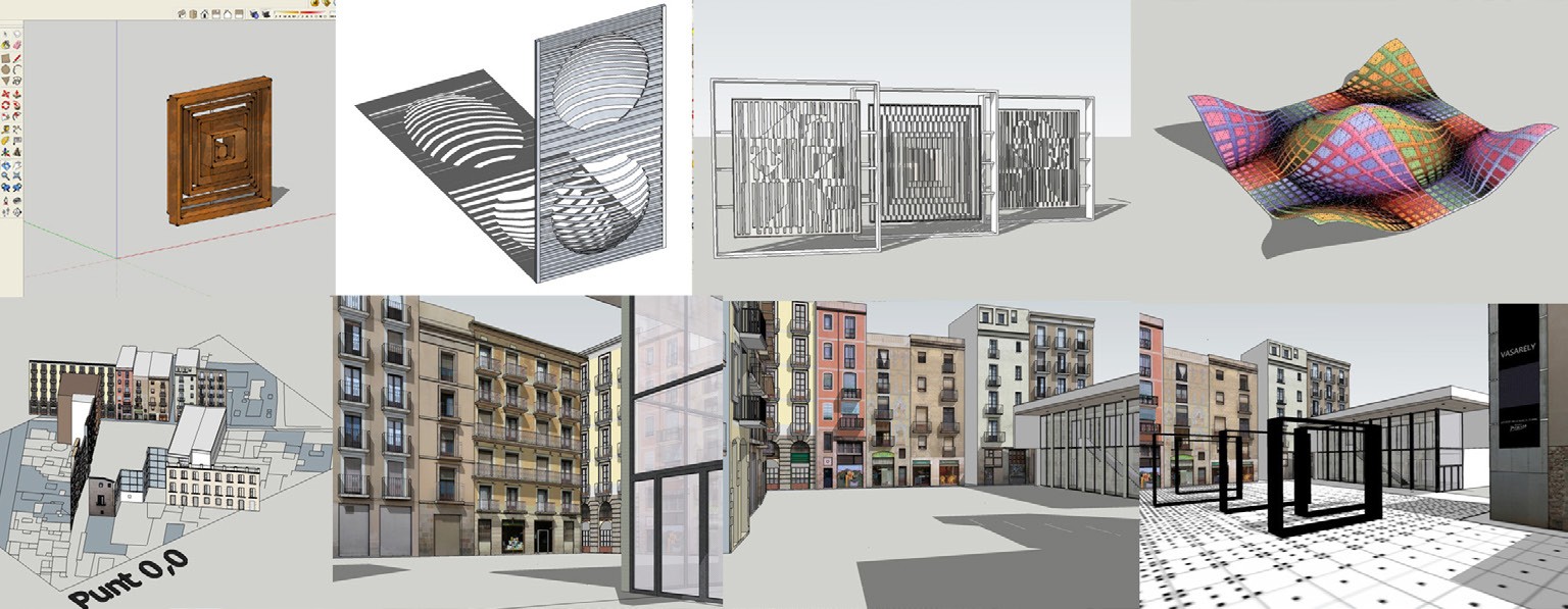 Sculpture models (top row) and urban scenes with early intervention proposals (bottom row)