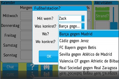 . Ejemplo de lista de actividades desplegadas