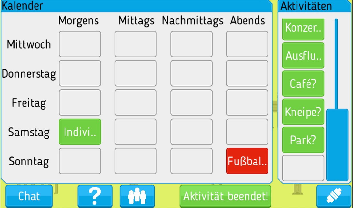 Ejemplo de calendario en proceso de negociación con citas introducidas