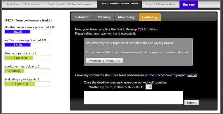 Ejemplo de una herramienta que ofrece la información a los
estudiantes al término de cada fase