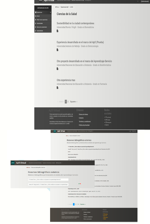 Experience repository. The community members can provide bibliographic resources to the online document repository