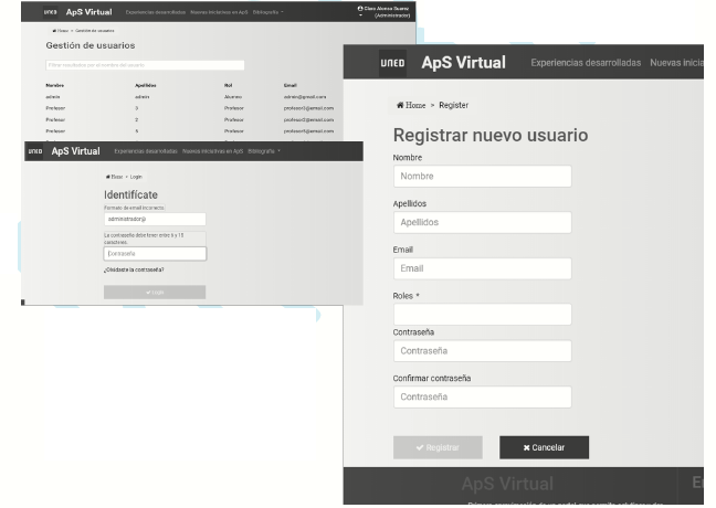 Forms for the registration of new users