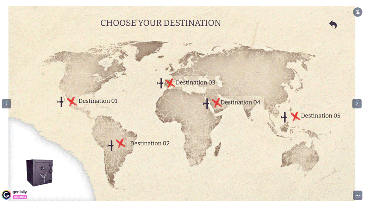 Misiones que el alumno tiene que resolver para obtener la combinación de la caja fuerte